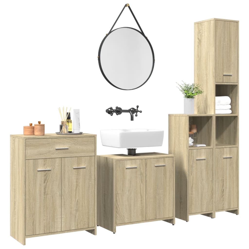 4-Tlg. Badmöbel-Set Artisan-Eiche Holzwerkstoff