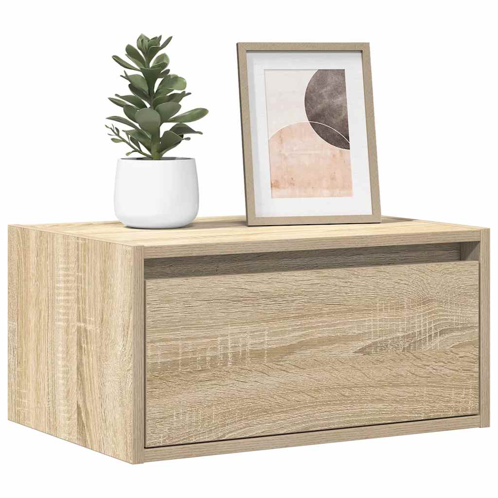Wand-Nachttisch Mit Led-Leuchten Artisan-Eiche