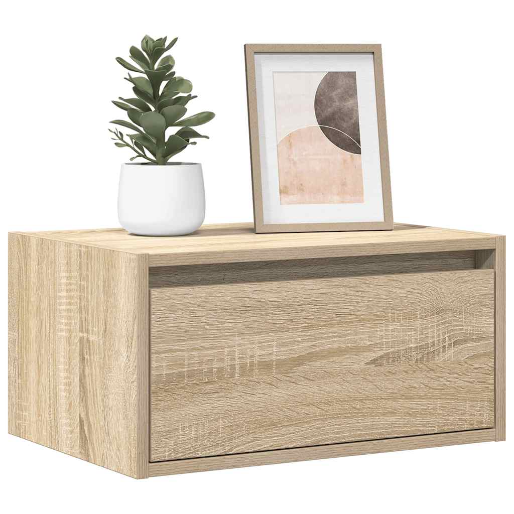 Wand-Nachttisch Mit Led-Leuchten Artisan-Eiche