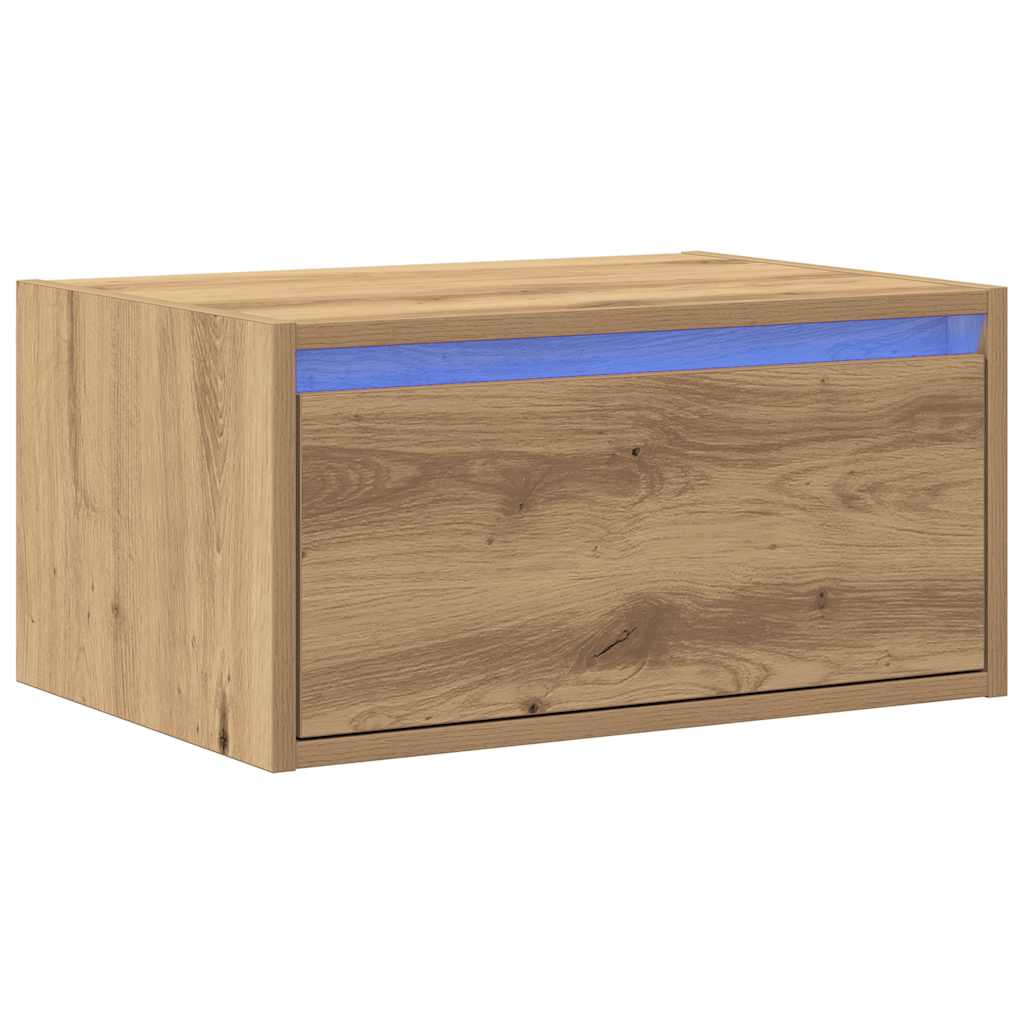 Wand-Nachttisch Mit Led-Leuchten Artisan-Eiche