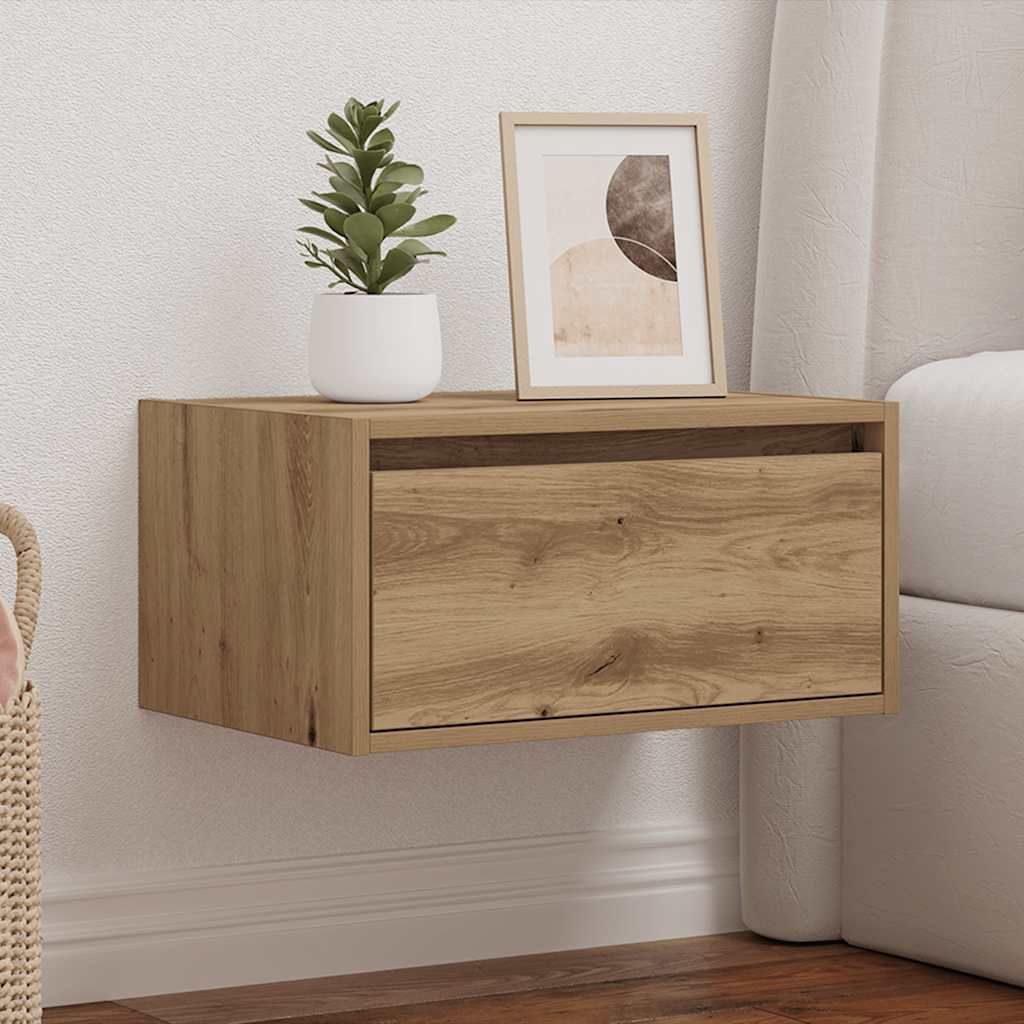Wand-Nachttisch Mit Led-Leuchten Artisan-Eiche