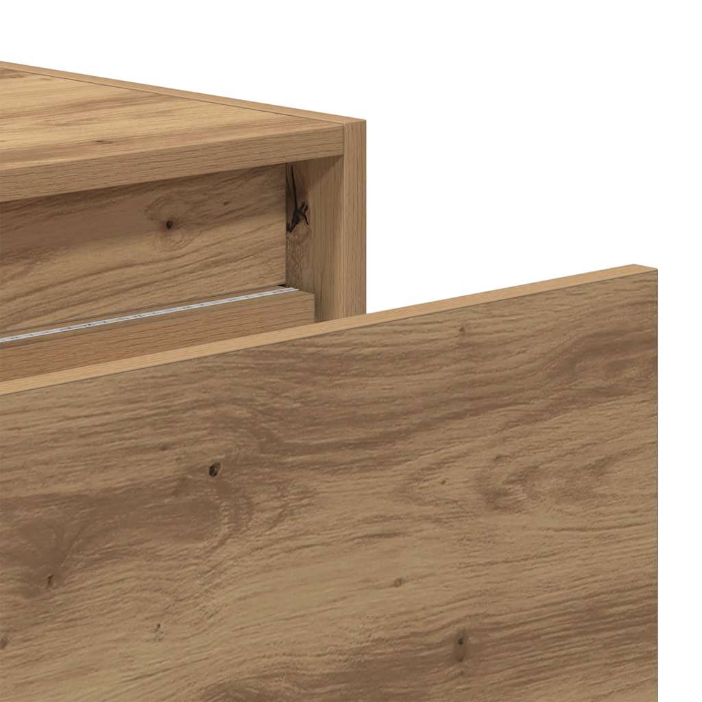 Wand-Nachttisch Mit Led-Leuchten Artisan-Eiche