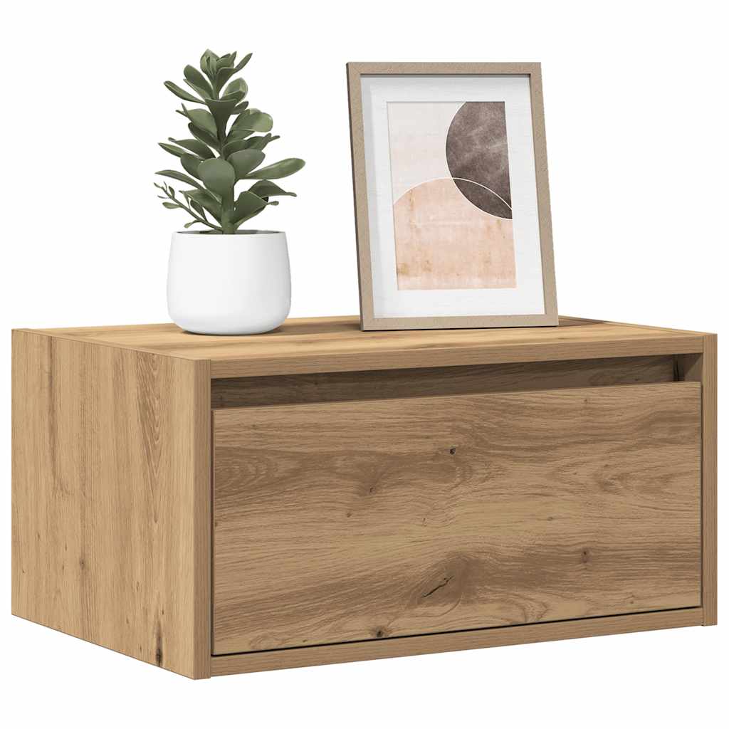 Wand-Nachttisch Mit Led-Leuchten Artisan-Eiche