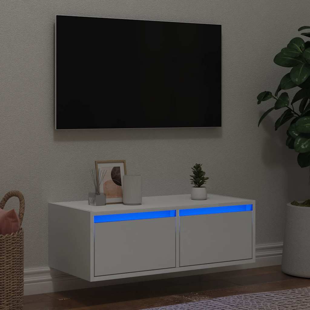 Wand-Nachttisch Mit Led-Leuchten Artisan-Eiche