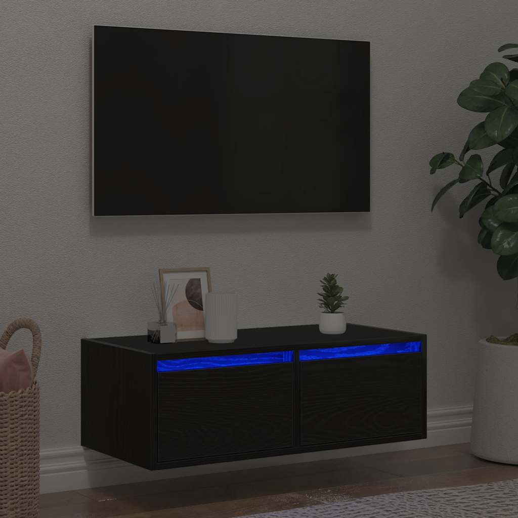 Wand-Nachttisch Mit Led-Leuchten Artisan-Eiche