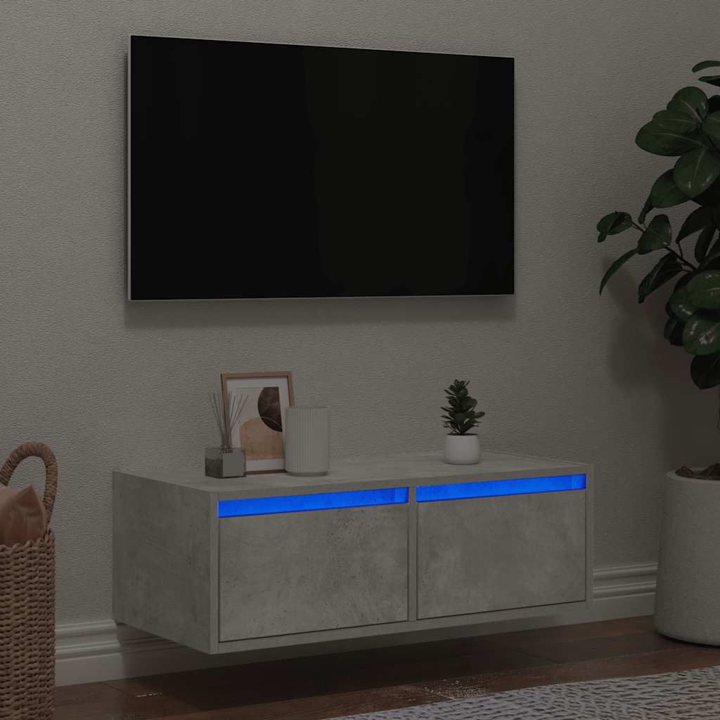 Wand-Nachttisch Mit Led-Leuchten Artisan-Eiche