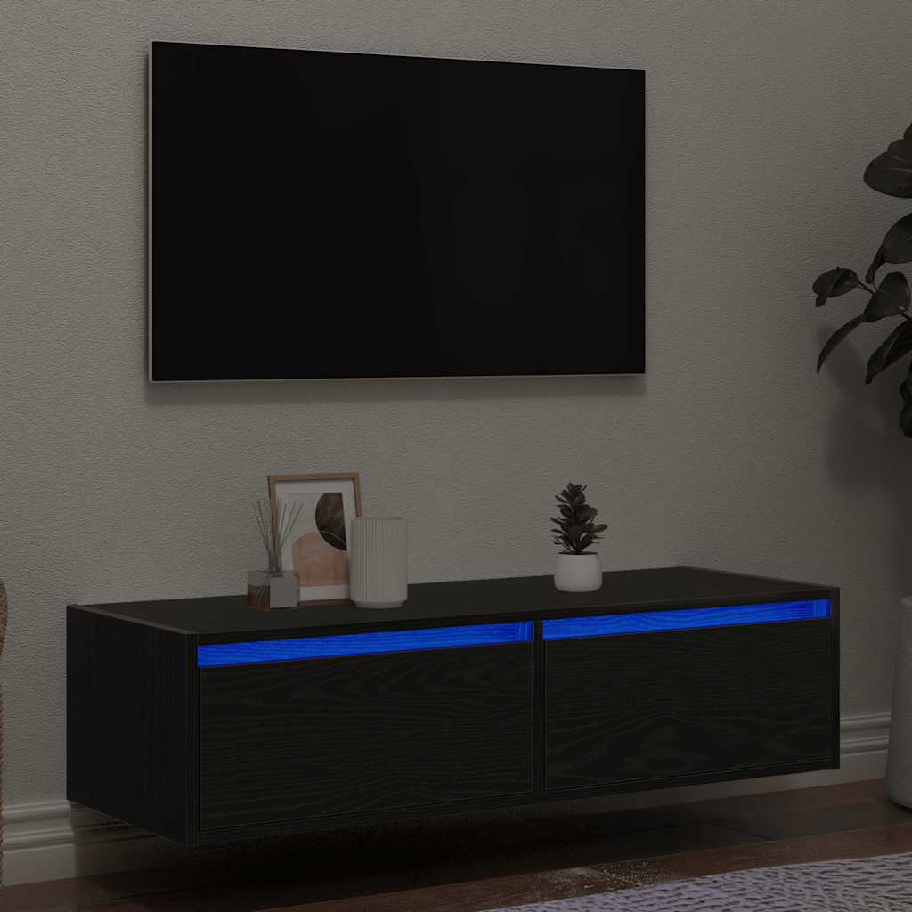 Wand-Nachttisch Mit Led-Leuchten Artisan-Eiche