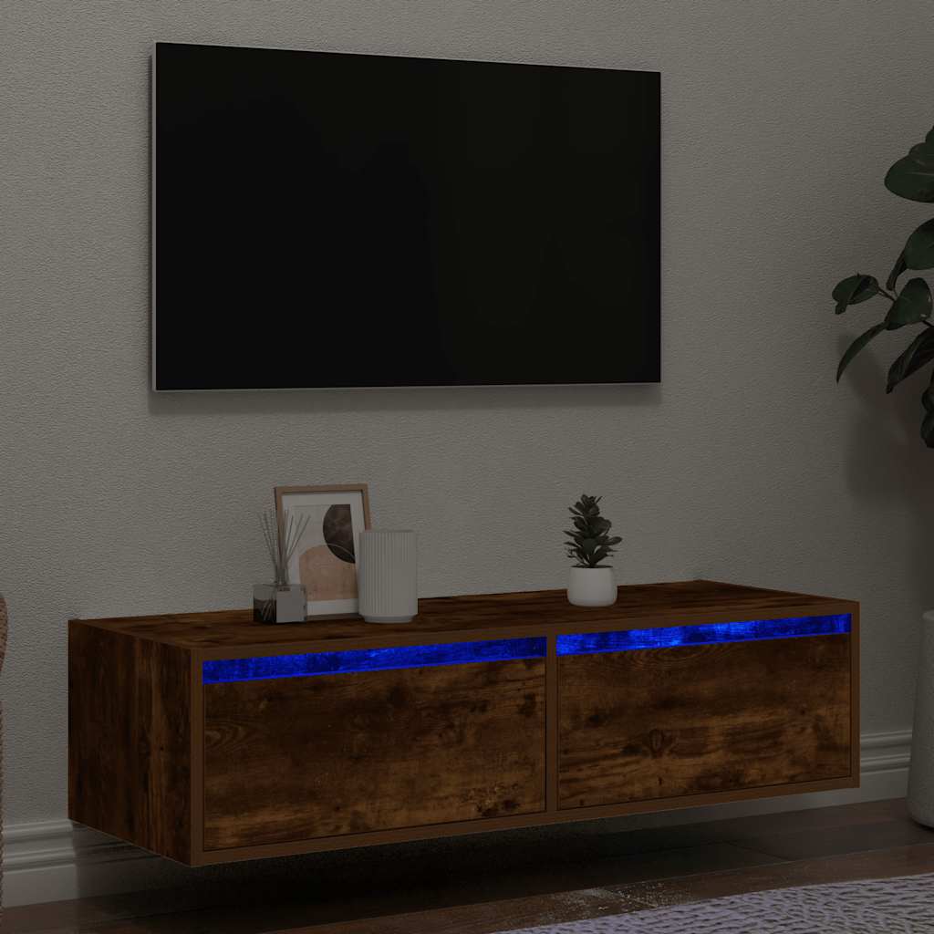 Wand-Nachttisch Mit Led-Leuchten Artisan-Eiche