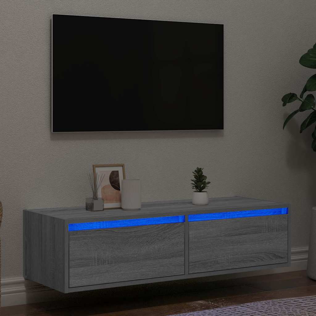 Wand-Nachttisch Mit Led-Leuchten Artisan-Eiche