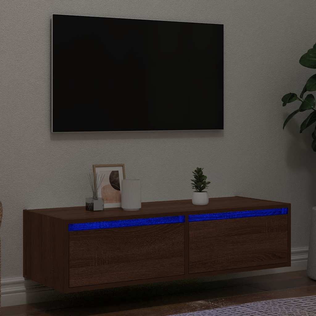 Wand-Nachttisch Mit Led-Leuchten Artisan-Eiche