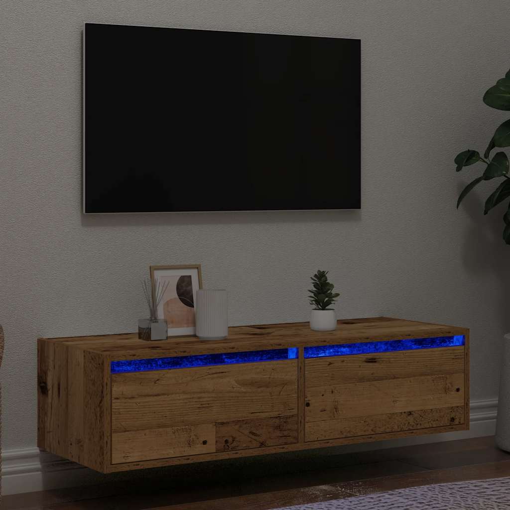 Wand-Nachttisch Mit Led-Leuchten Artisan-Eiche