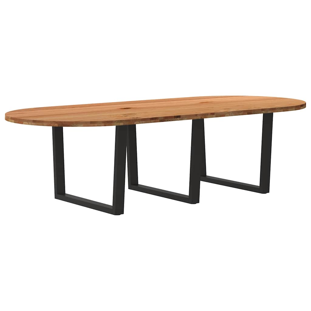 Esstisch Hellbraun Massivholz Eiche Oval