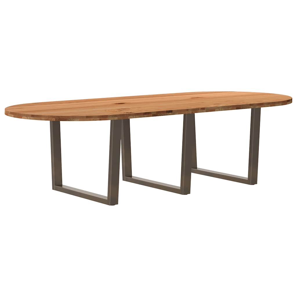 Esstisch Hellbraun Massivholz Eiche Oval
