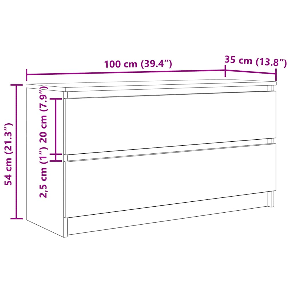 Tv-Schrank Artisan-Eiche 100X35X54 Cm Holzwerkstoff