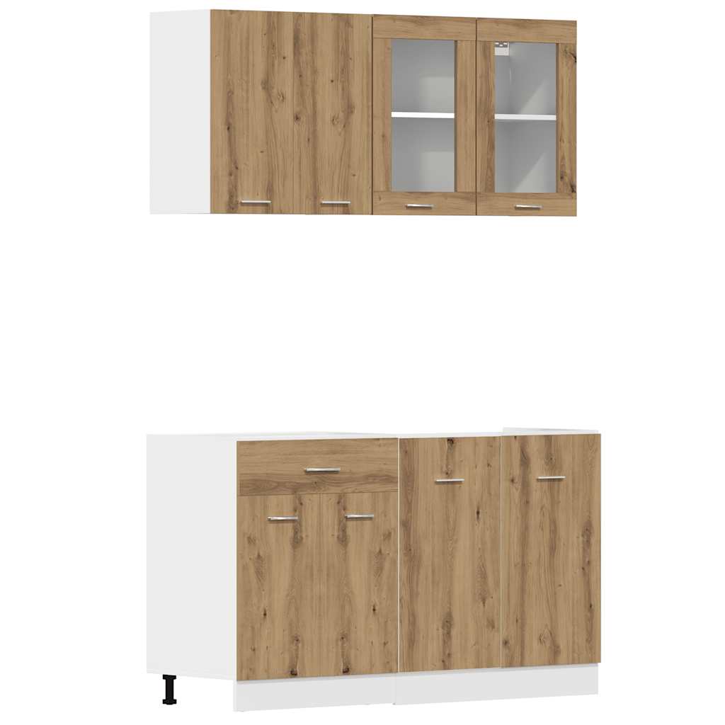 4-Tlg. Küchenschrank-Set Lyon Artisan-Eiche Holzwerkstoff