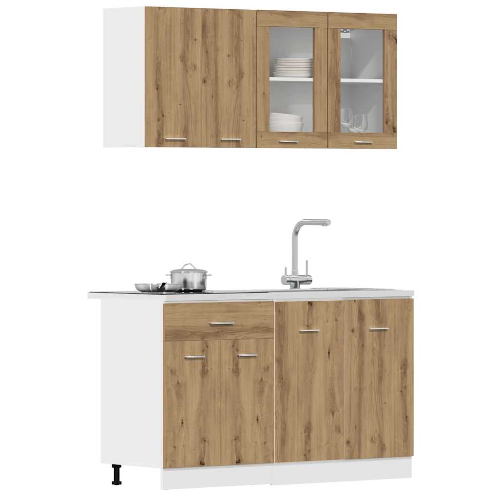 4-Tlg. Küchenschrank-Set Lyon Artisan-Eiche Holzwerkstoff