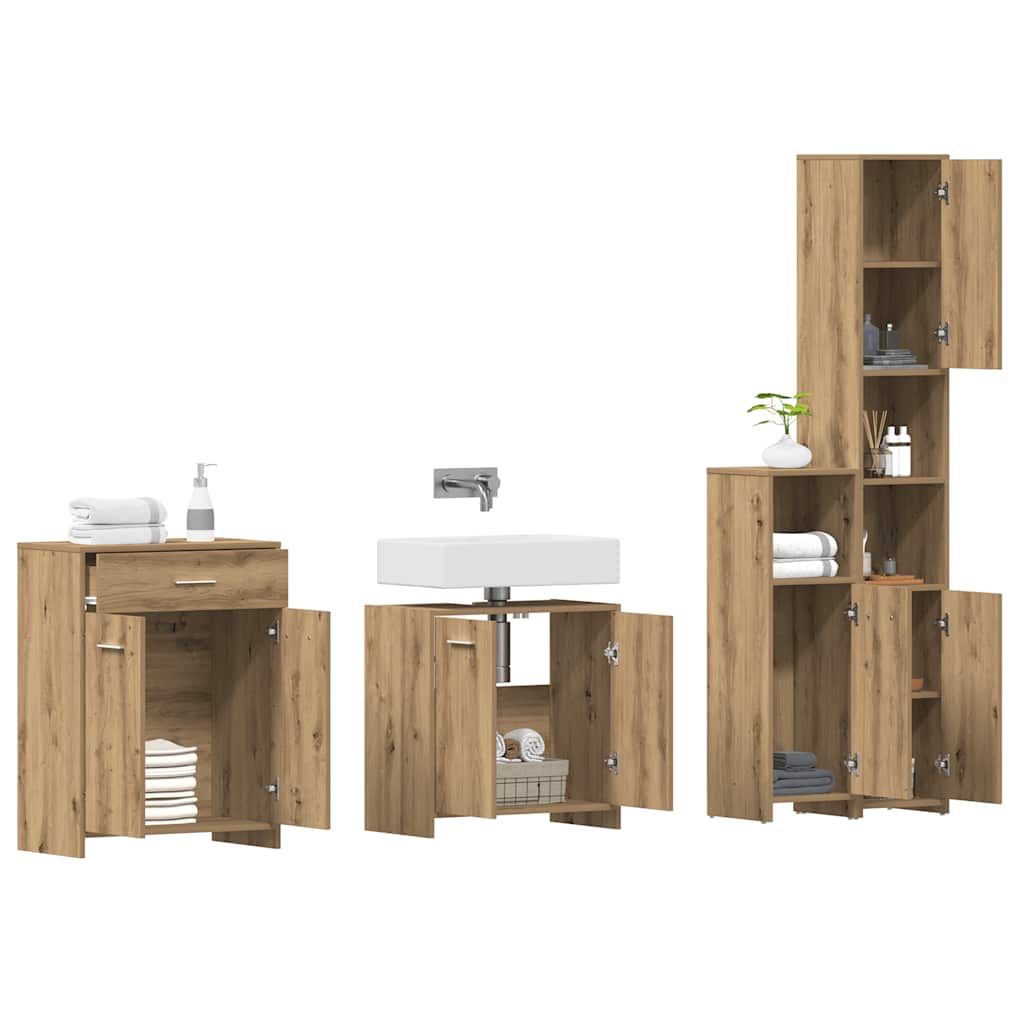 4-Tlg. Badmöbel-Set Artisan-Eiche Holzwerkstoff