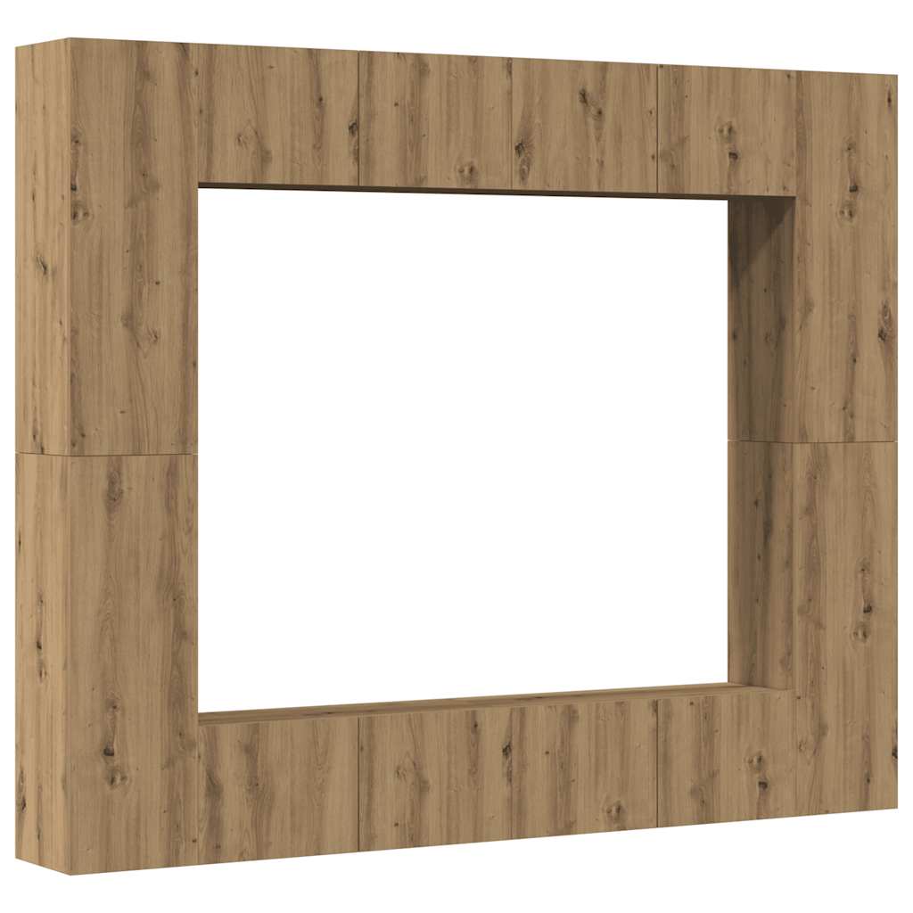 8-Tlg. Tv-Schrank-Set Wandmontage Artisan-Eiche Holzwerkstoff
