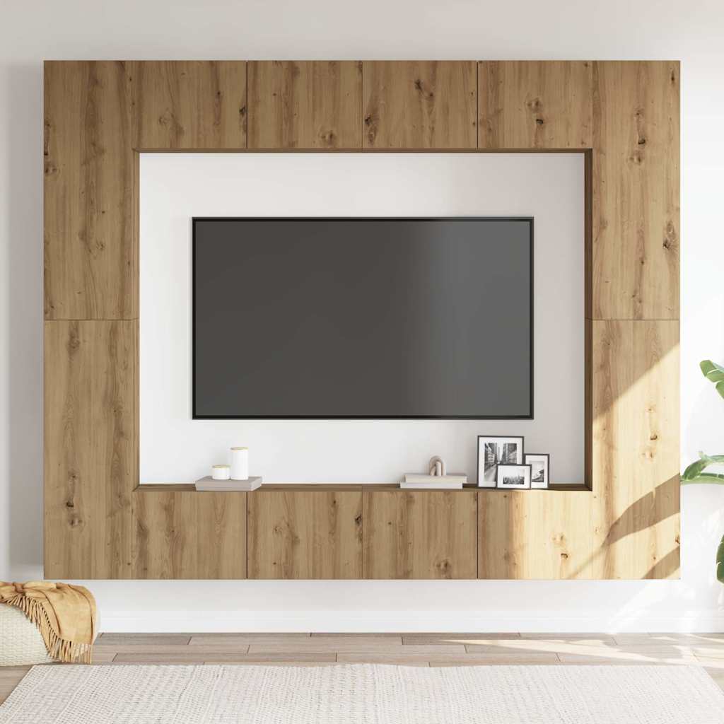 8-Tlg. Tv-Schrank-Set Wandmontage Artisan-Eiche Holzwerkstoff