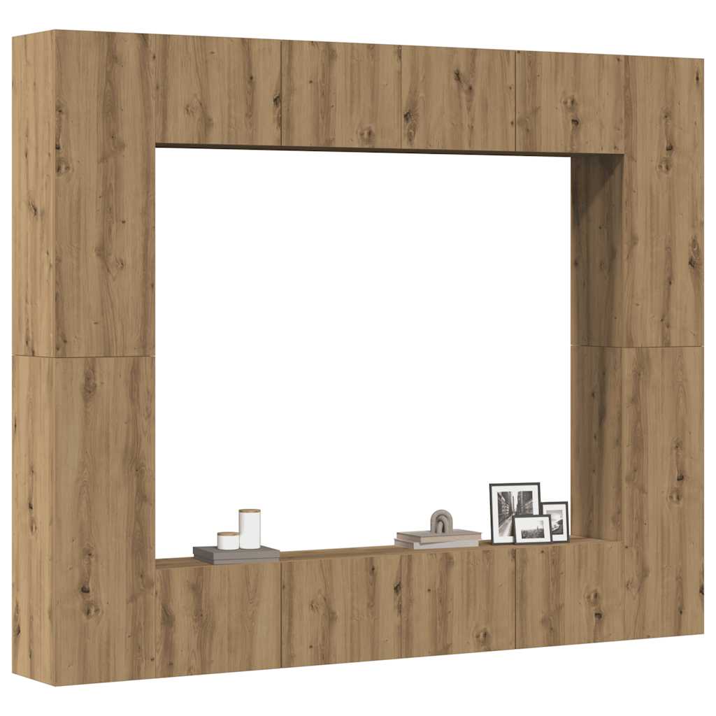 8-Tlg. Tv-Schrank-Set Wandmontage Artisan-Eiche Holzwerkstoff