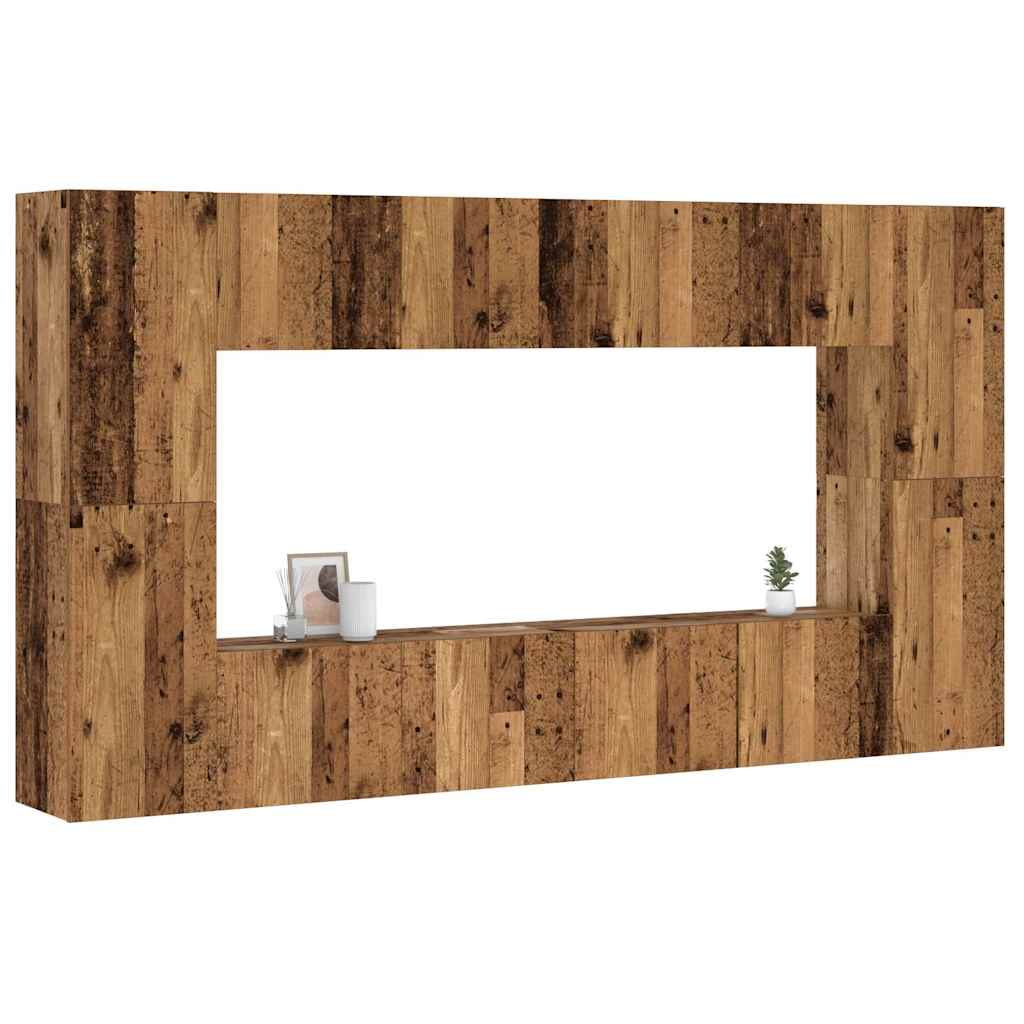 8-Tlg. Tv-Schrank-Set Wandmontage Artisan-Eiche Holzwerkstoff