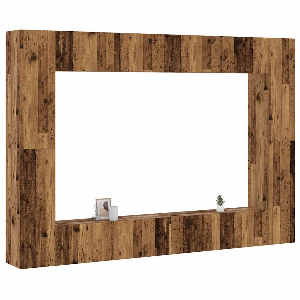 8-Tlg. Tv-Schrank-Set Wandmontage Artisan-Eiche Holzwerkstoff