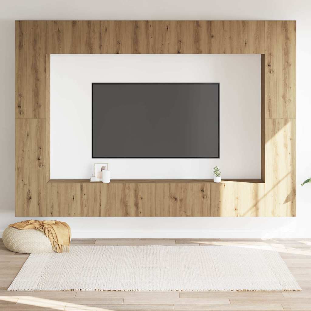 8-Tlg. Tv-Schrank-Set Wandmontage Artisan-Eiche Holzwerkstoff