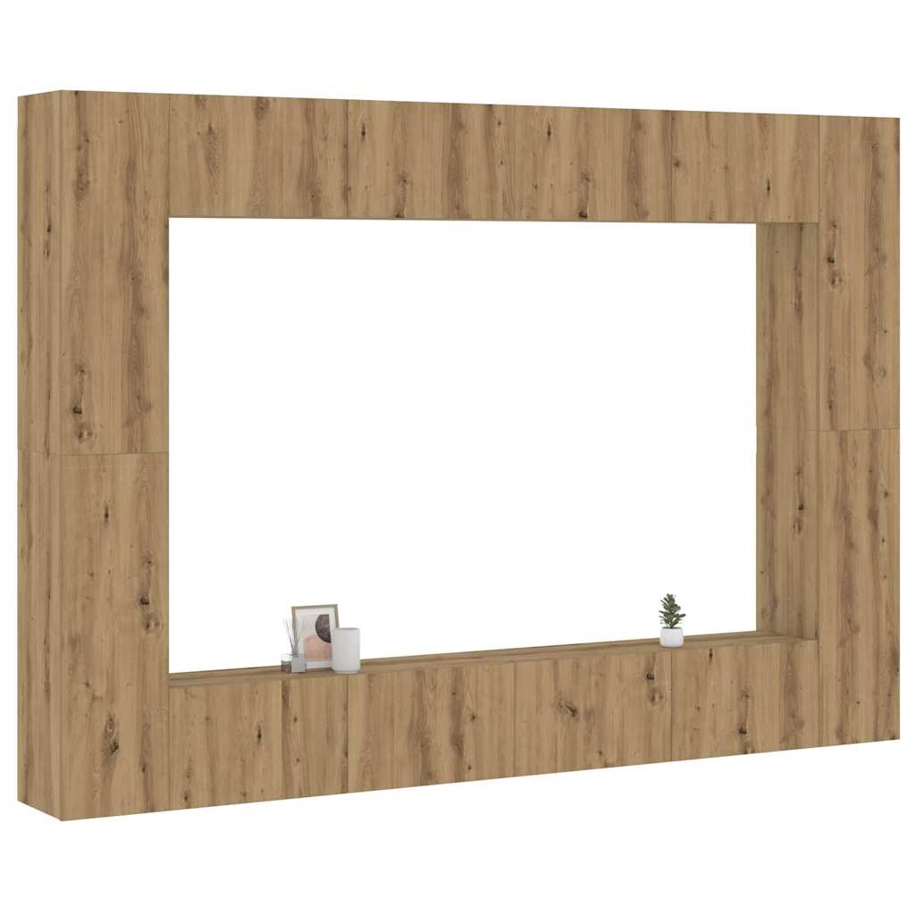 8-Tlg. Tv-Schrank-Set Wandmontage Artisan-Eiche Holzwerkstoff