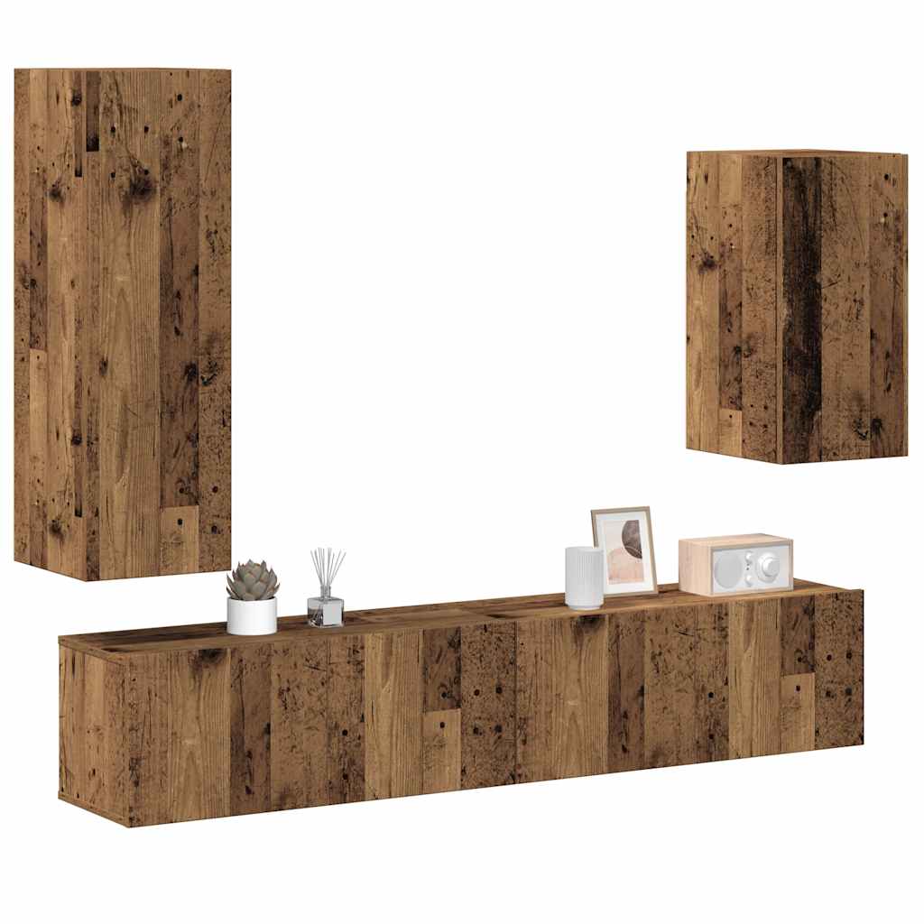 4-Tlg. Tv-Schrank-Set Wandmontage Artisan-Eiche Holzwerkstoff