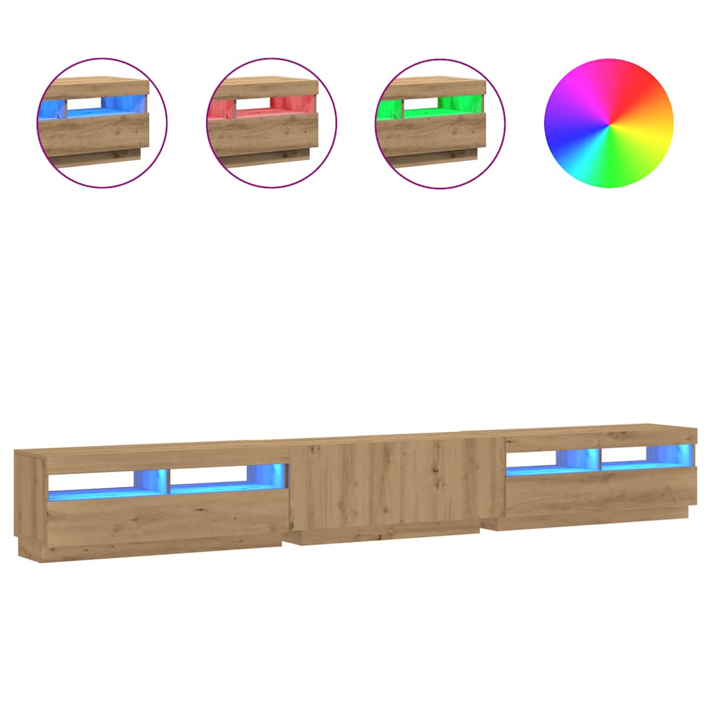 Tv-Schrank Mit Led-Leuchten Artisan-Eiche 300X35X40 Cm