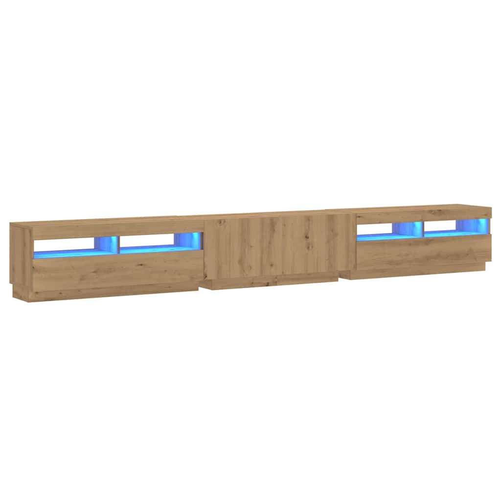 Tv-Schrank Mit Led-Leuchten Artisan-Eiche 300X35X40 Cm