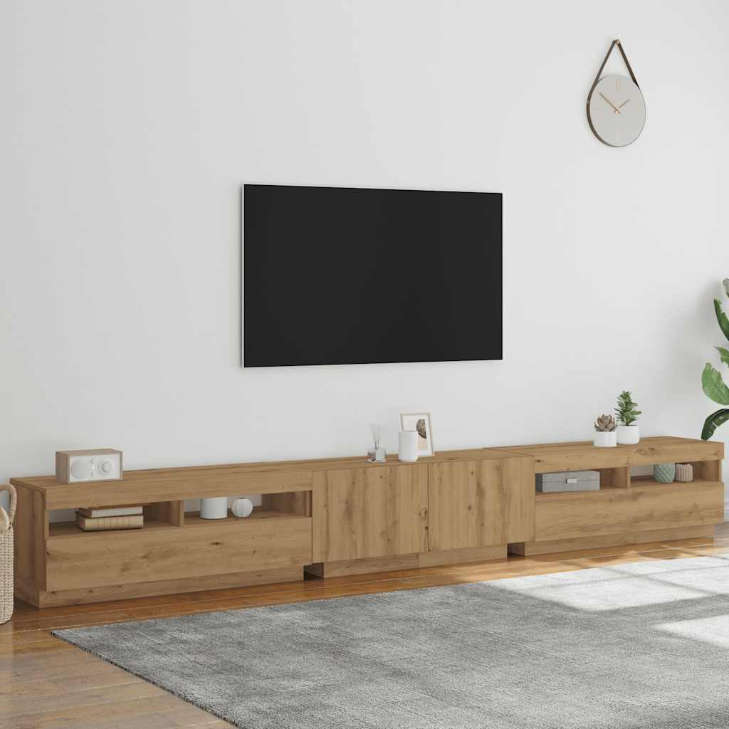 Tv-Schrank Mit Led-Leuchten Artisan-Eiche 300X35X40 Cm