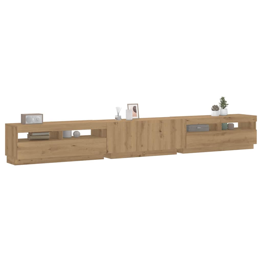 Tv-Schrank Mit Led-Leuchten Artisan-Eiche 300X35X40 Cm