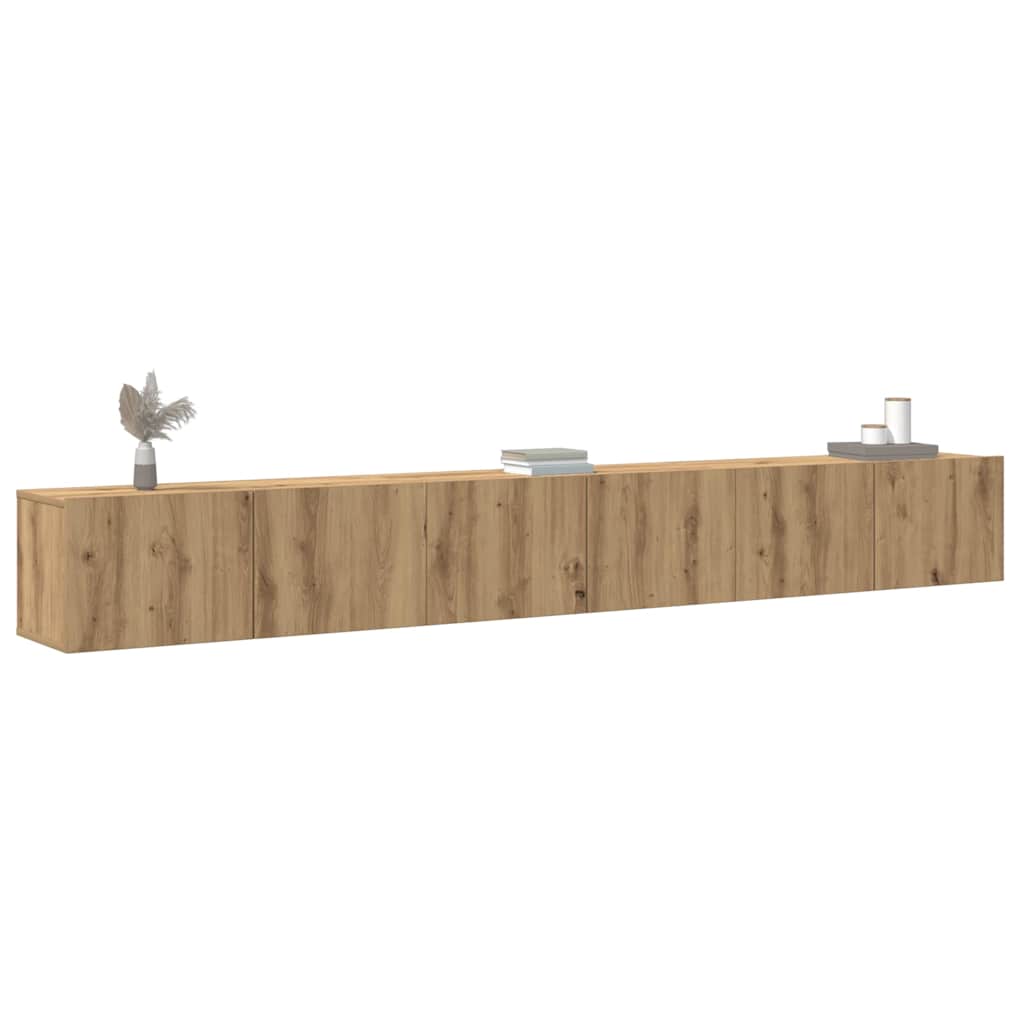 3-Tlg. Tv-Schrank-Set Wandmontage Artisan-Eiche Holzwerkstoff