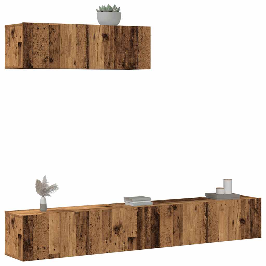 3-Tlg. Tv-Schrank-Set Wandmontage Artisan-Eiche Holzwerkstoff