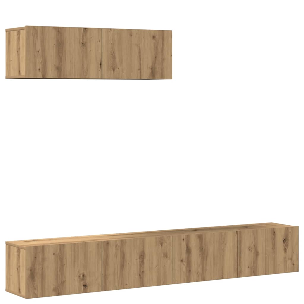 3-Tlg. Tv-Schrank-Set Wandmontage Artisan-Eiche Holzwerkstoff
