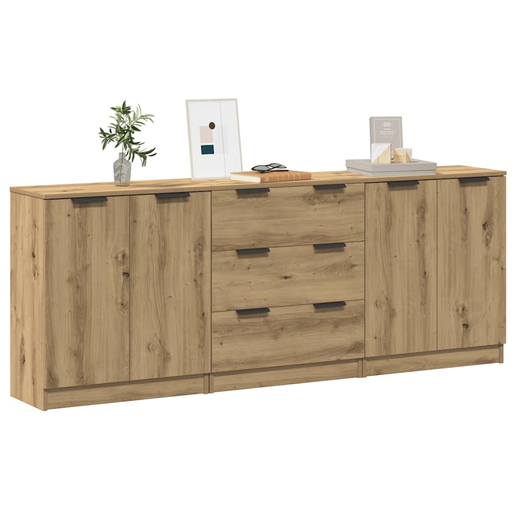 Sideboards 3 Stk. Artisan-Eiche 60X30X70 Cm Holzwerkstoff