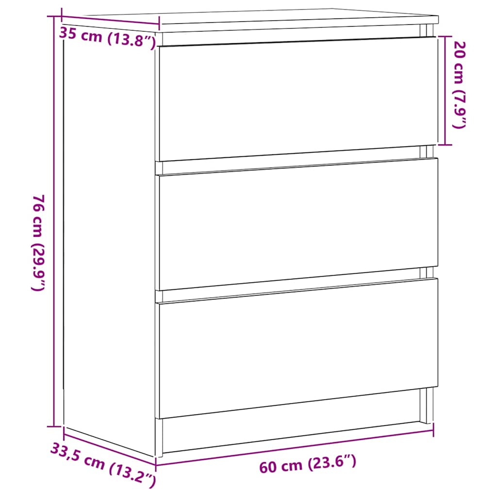 Sideboard Artisan-Eiche 60X35X76 Cm Holzwerkstoff