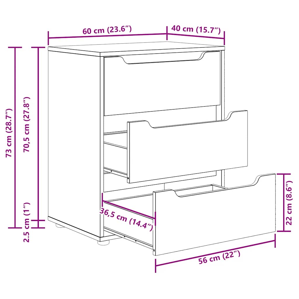 Sideboard Visnes 60X40X73 Cm Holzwerkstoff
