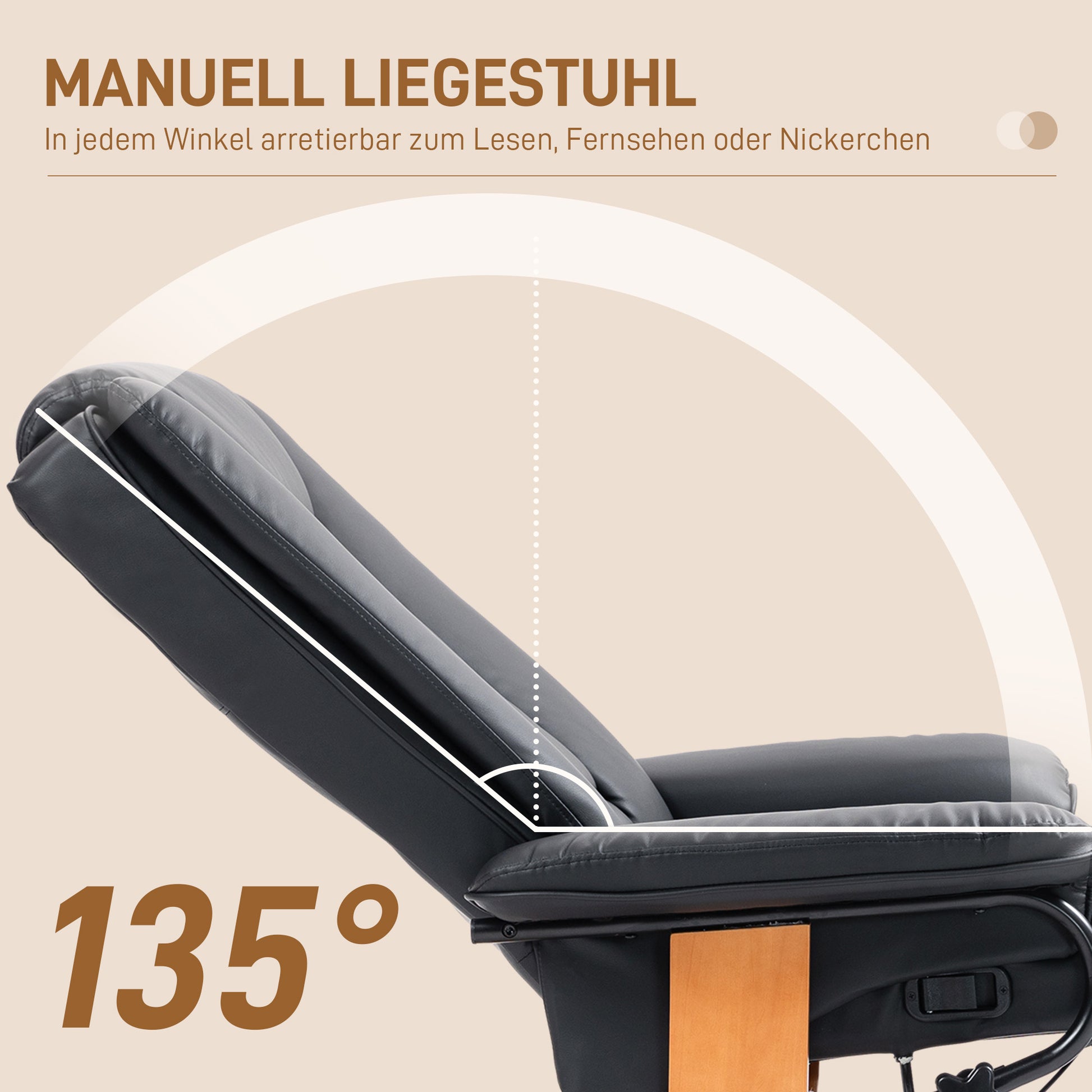 Relaxsessel mit Liegefunktion, drehbar, bis 150 kg, Kunstlederbezug, Stahlrahmen