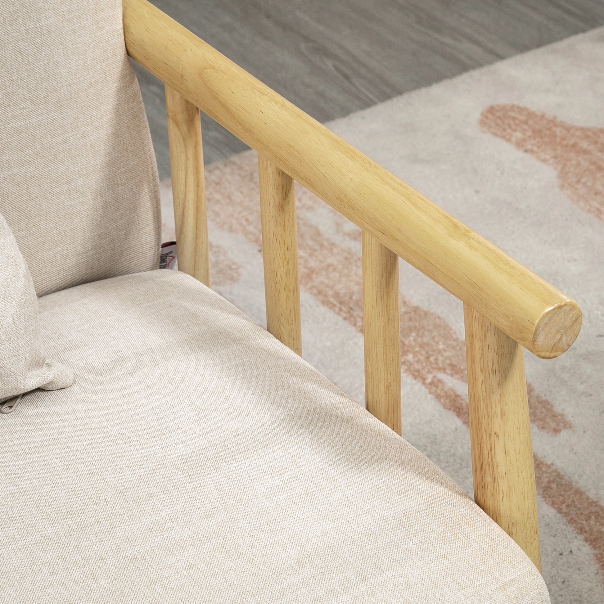 2-Sitzer Sofa, Stoffbezug in Leinenoptik, bis 200 kg, Holzrahmen, 123L x 69B x 74H cm, Beige