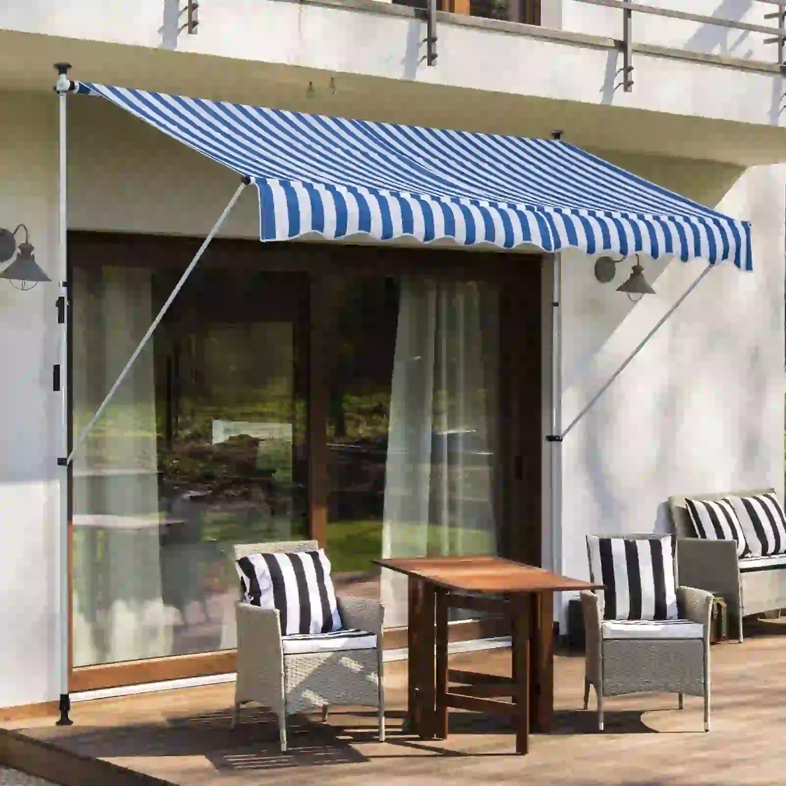 Terrassenmarkise mit Handkurbel höhenverstellbar, witterungsbeständig Balkonmarkise 150cm B