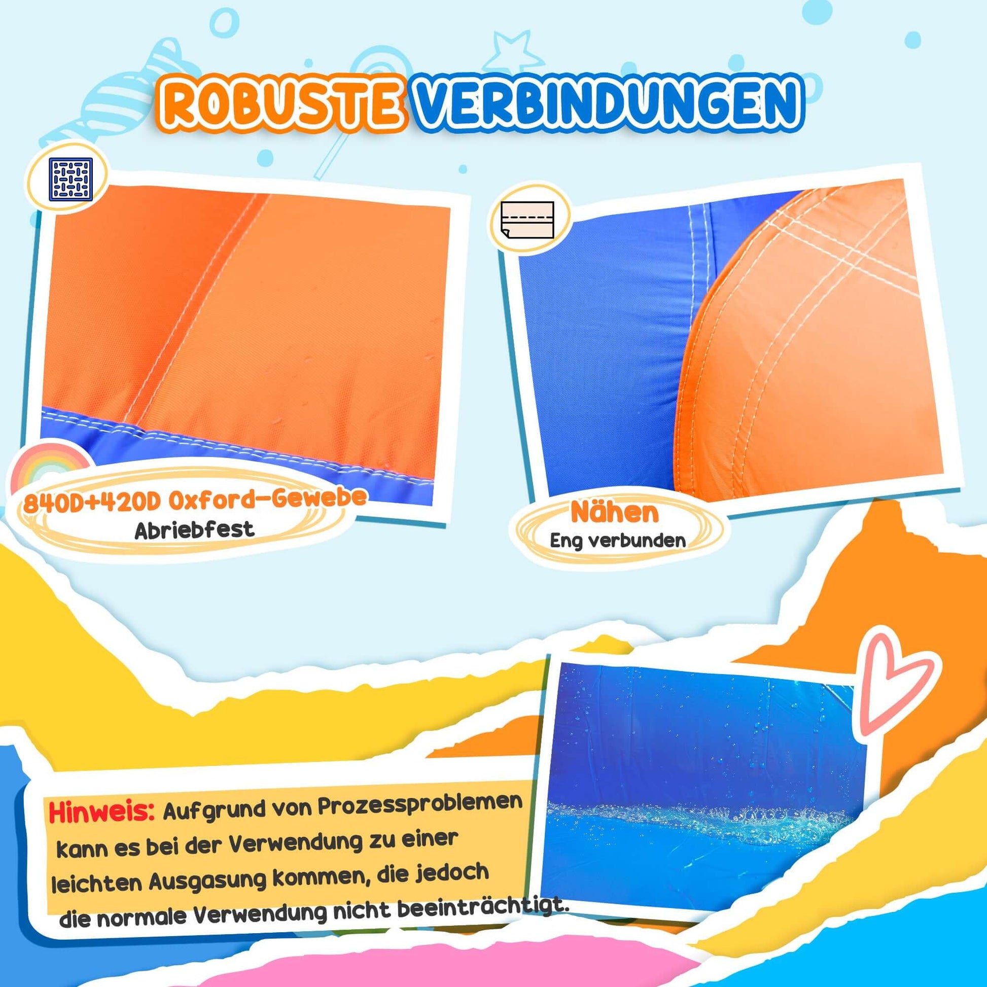 Outsunny Aufblasbare Hüpfburg mit Rutsche, Pool & Kletterwand – 350 × 250 × 185 cm – inkl. Gebläse & Zubehör – Mehrfarbig