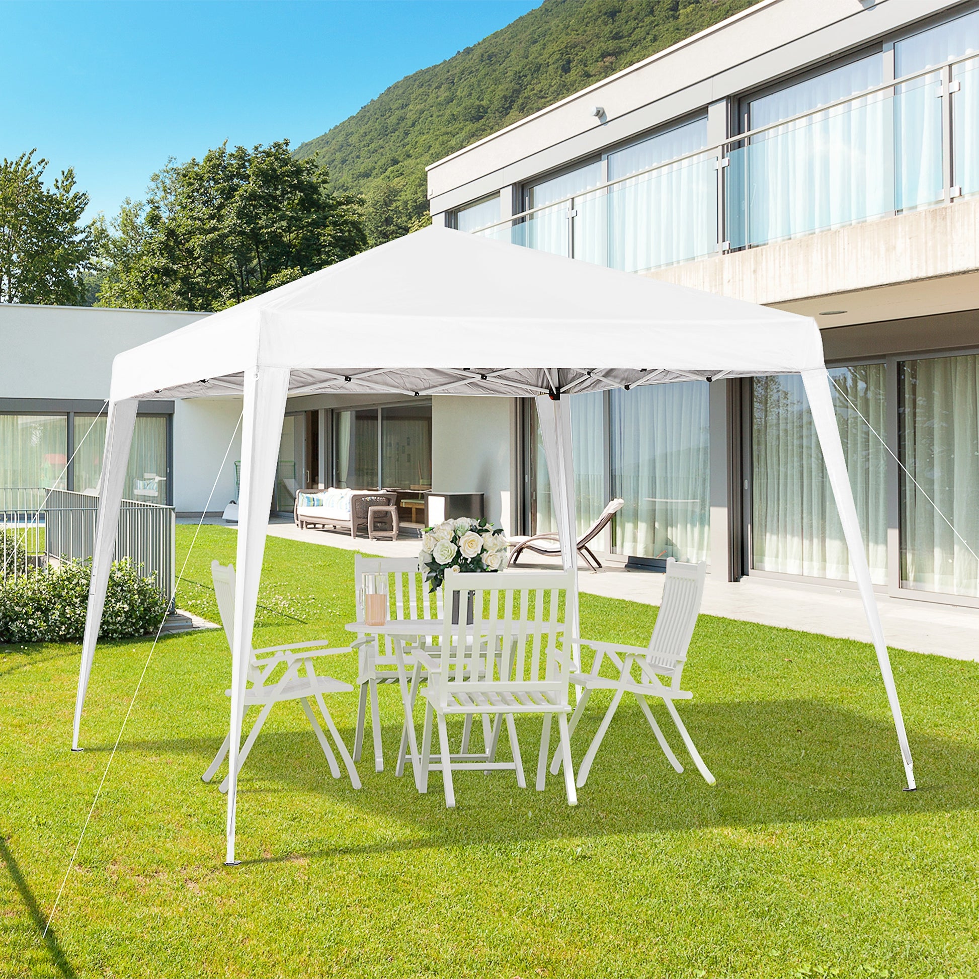 Faltpavillon 2,4x2,4m Pavillon Faltzelt mit UV-Schutz, Partyzelt inkl. Tragetasche für Garten