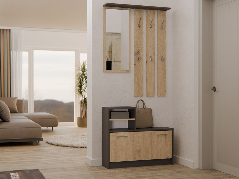 Garderobenset mit Spiegel – Wandgarderobe & Schuhschrank