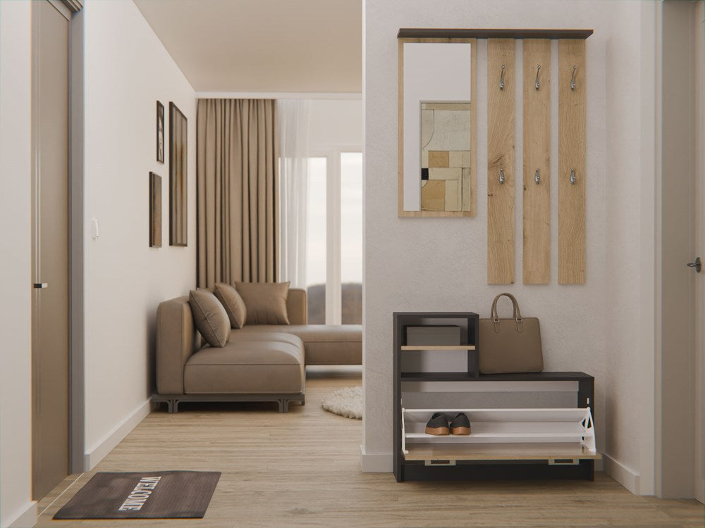 Garderobenset mit Spiegel – Wandgarderobe & Schuhschrank