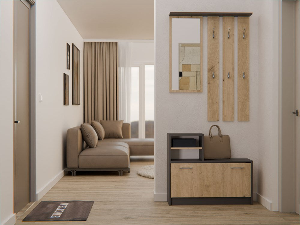 Garderobenset mit Spiegel – Wandgarderobe & Schuhschrank