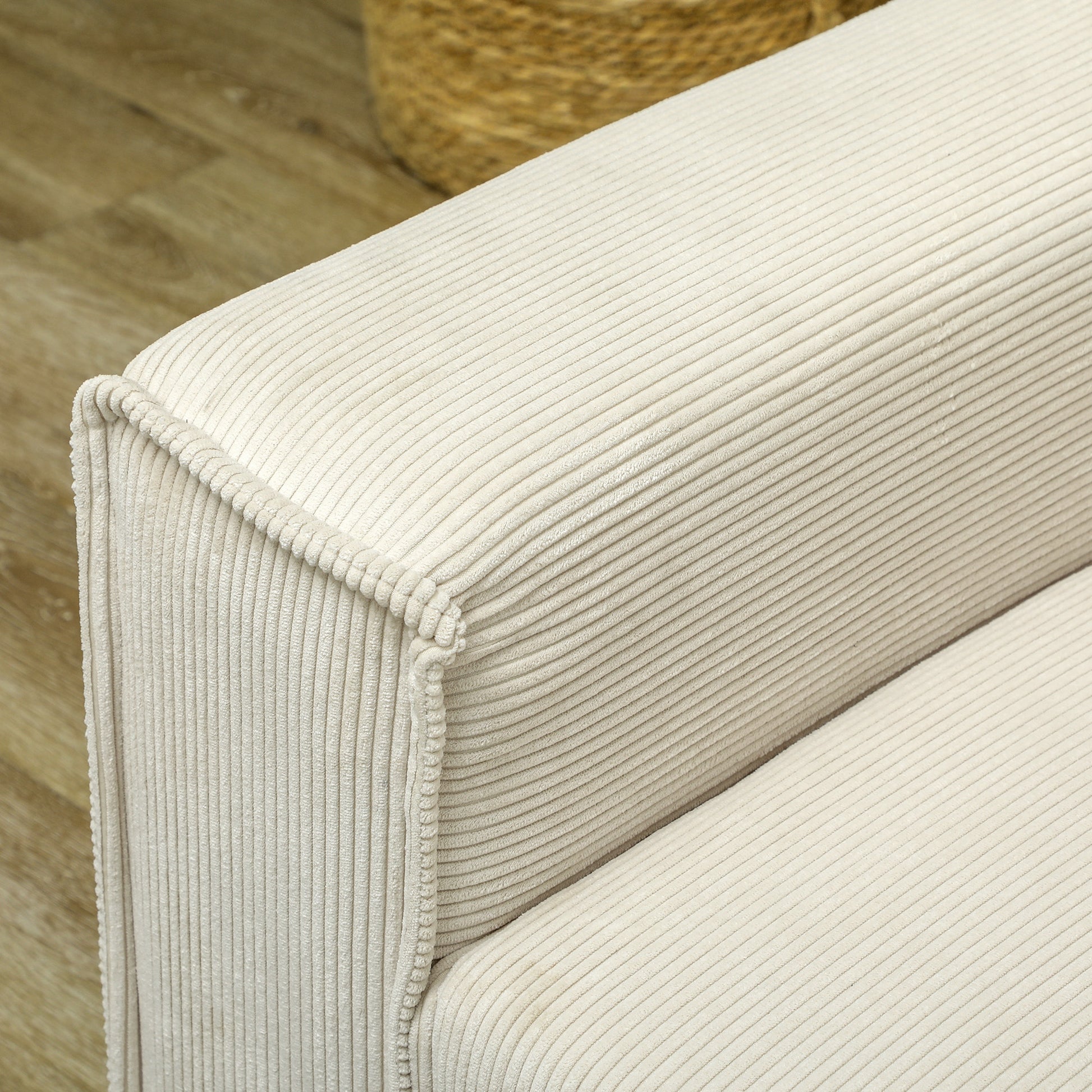 Modernes 3-Sitzer-Sofa, Weiche Couch mit Rückenkissen, 193B x 77T x 80H cm, Cremeweiß