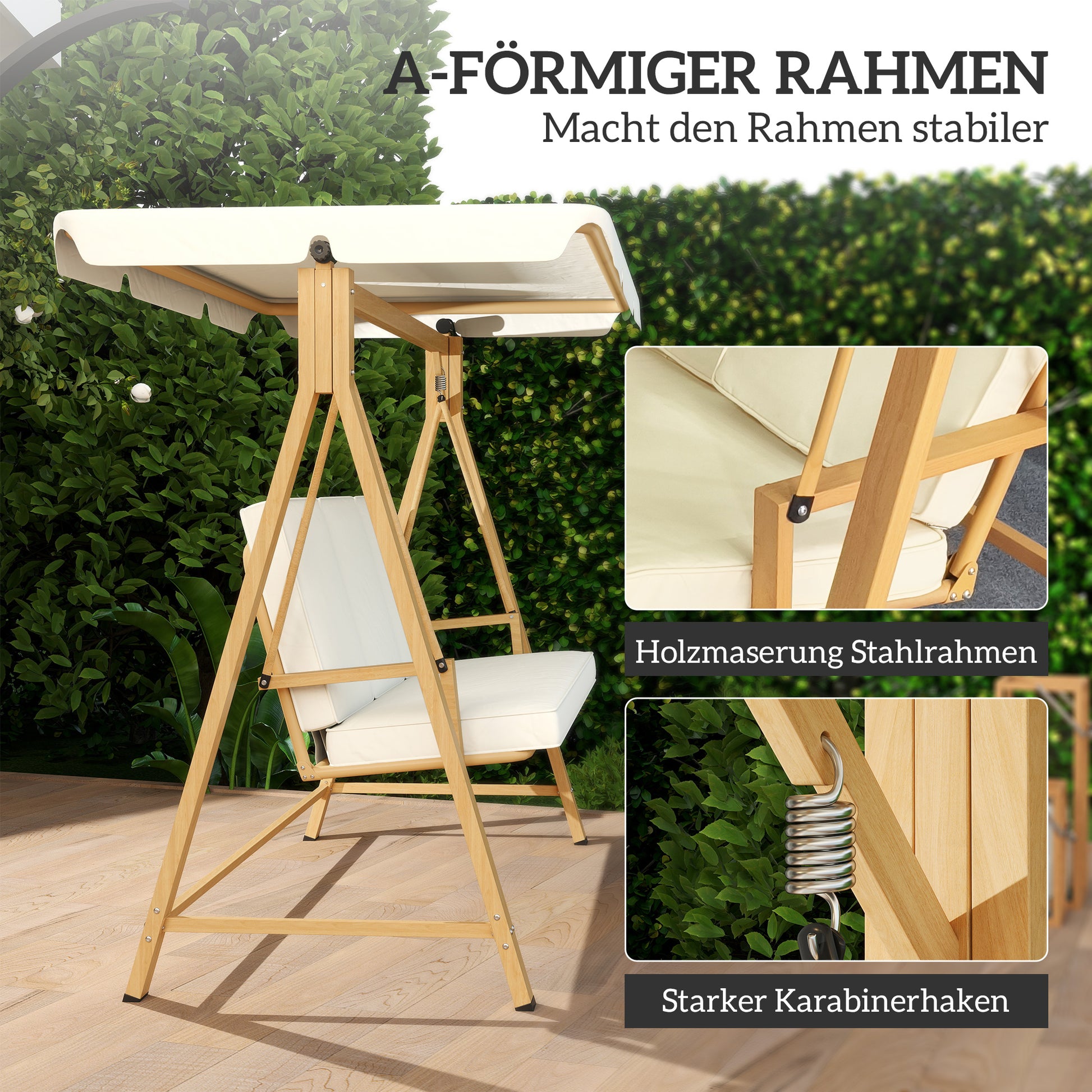 Hollywoodschaukel mit verstellbarem Sonnendach Sitzauflage, 3-Sitzer bis 330kg