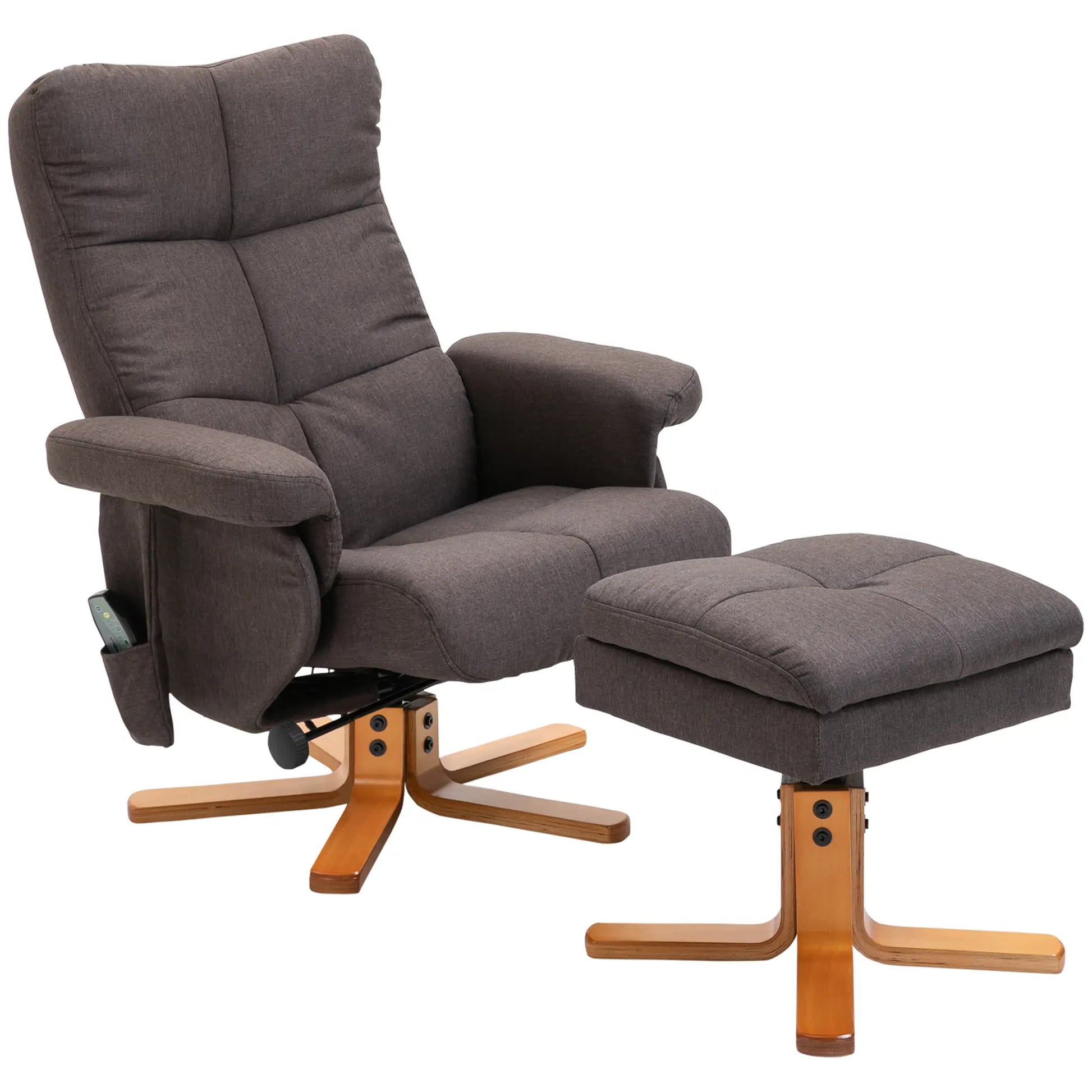 Massagesessel mit Liegefunktion und Fußhocker, 145°-Neigung, Polyester/Kunstleder, 80 x 86 x 99 cm